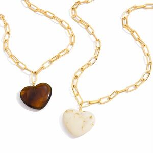 Resin Puffy Heart Paperclip Necklace